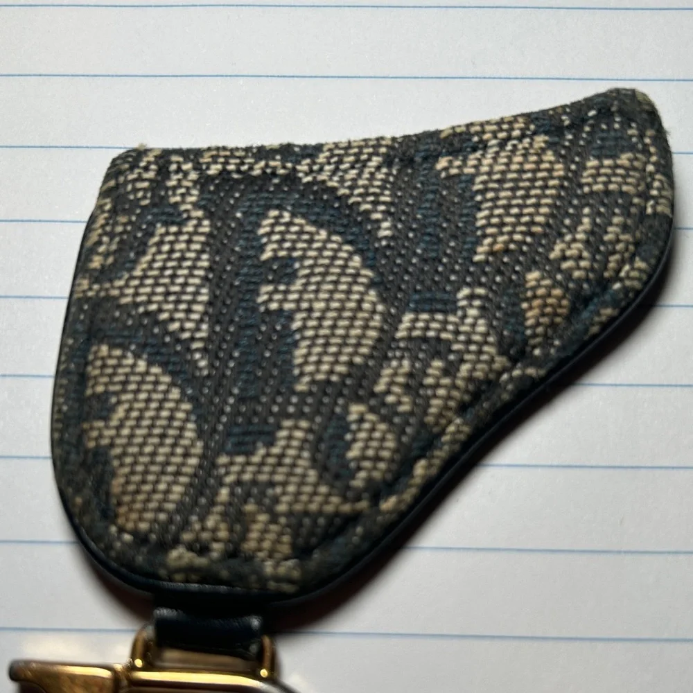 263. Dior Blue and Cream Saddle Key Holder/Charm w/coa